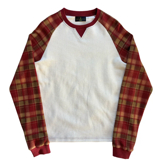 Unisex Waffle Plaid Raglan Long Sleeve