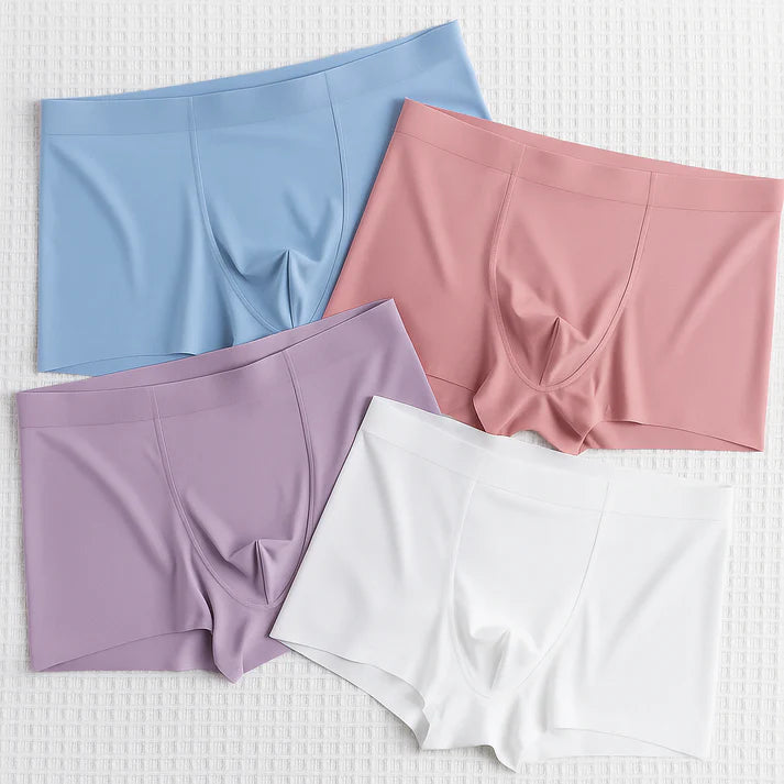 4 PCS - Ultra-Thin Ice Silk Men's Boxer Shorts