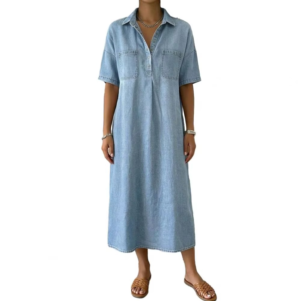 Women's Vintage Denim Shirt Dress