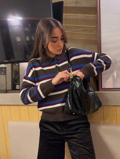 Classic Preppy Striped Women's Sweater
