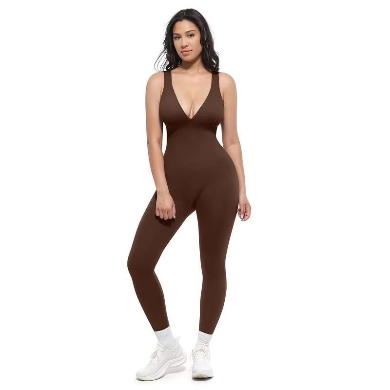 Ribbed V-Neck Jumpsuit
