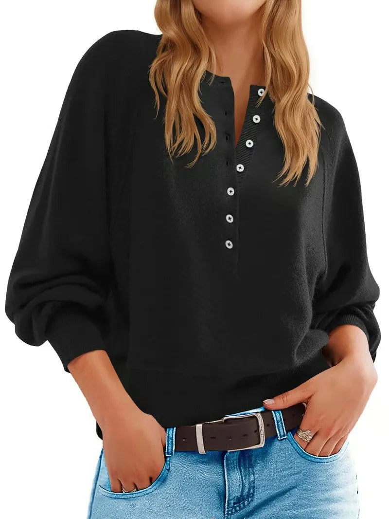 CozyHenley™ Women’s Lantern Sleeve Knit Pullover