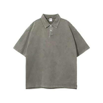 Acid Wash Lapel Oversized Tee