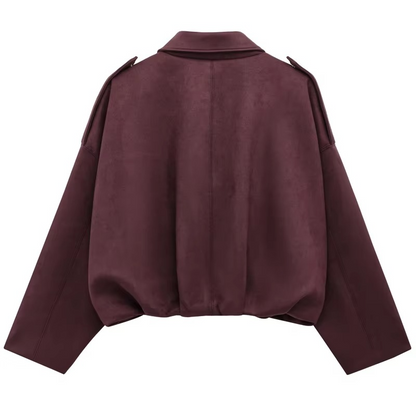 Women's Bomber Jacket Lapel Long Sleeve