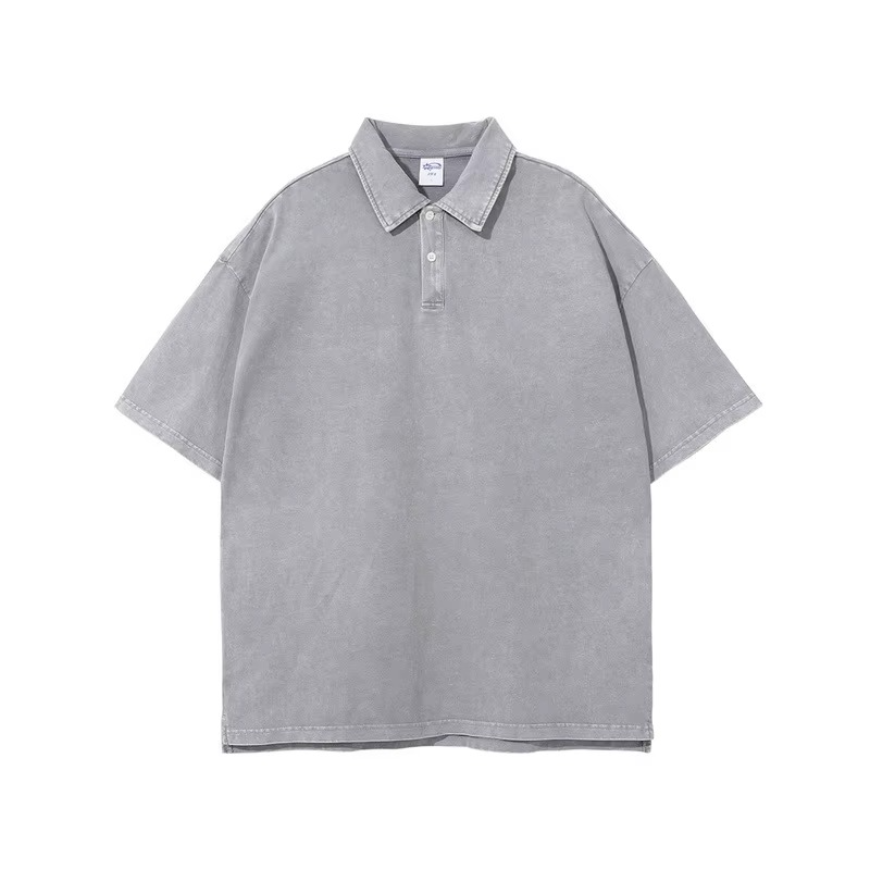 Acid Wash Lapel Oversized Tee