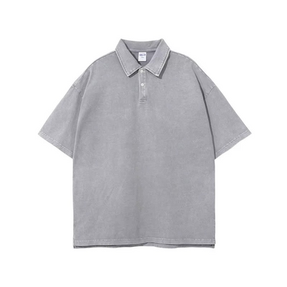 Acid Wash Lapel Oversized Tee
