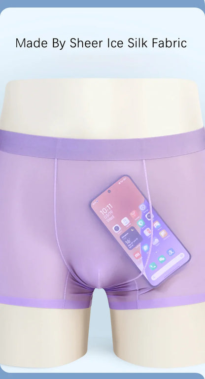 4 PCS - Ultra-Thin Ice Silk Men's Boxer Shorts