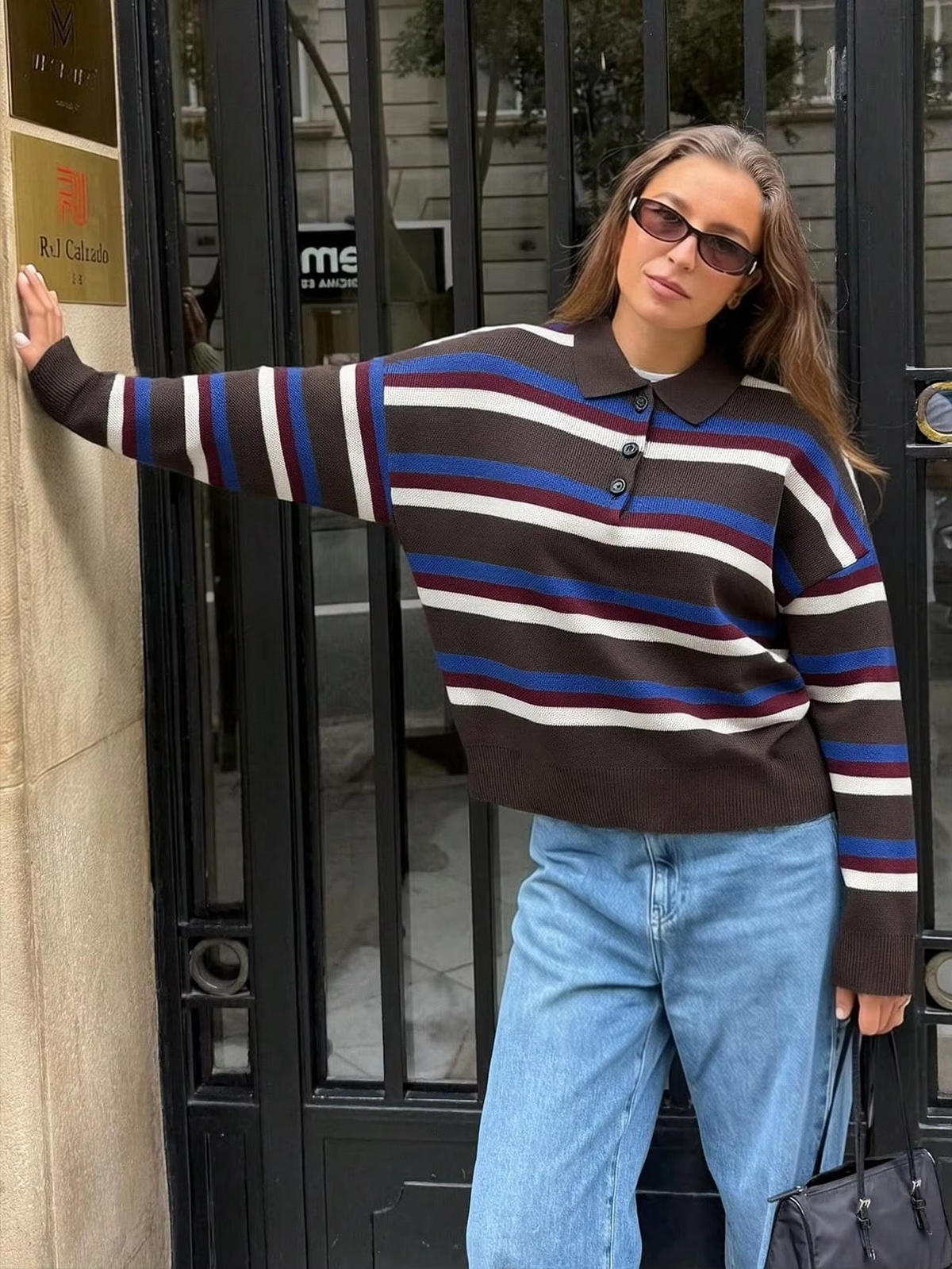Classic Preppy Striped Women's Sweater