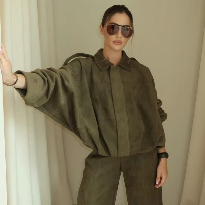 Women's Bomber Jacket Lapel Long Sleeve