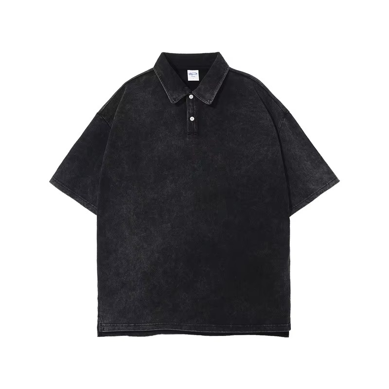 Acid Wash Lapel Oversized Tee