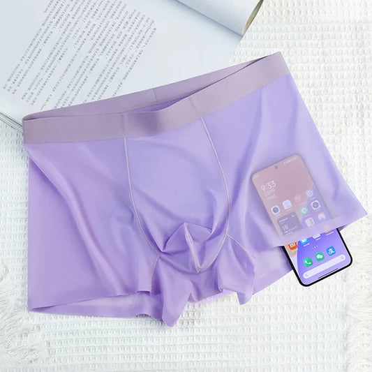 4 PCS - Ultra-Thin Ice Silk Men's Boxer Shorts