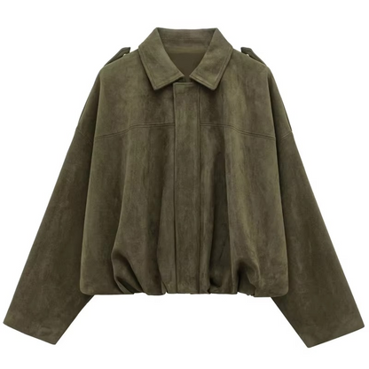 Women's Bomber Jacket Lapel Long Sleeve