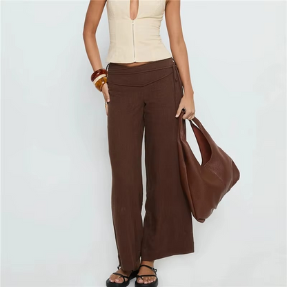 Loose Fit Wide Leg Linen Pants