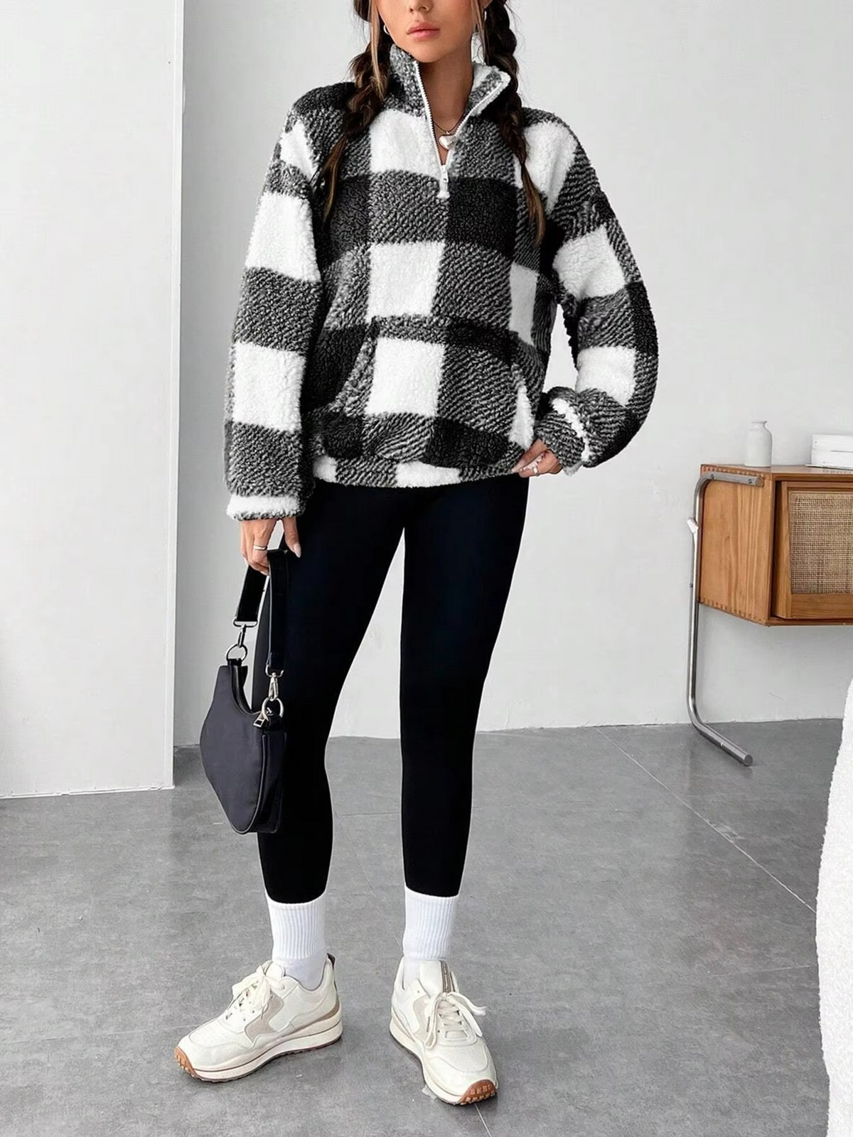 Cozy Plaid Sherpa Quarter-Zip