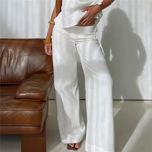 Loose Fit Wide Leg Linen Pants