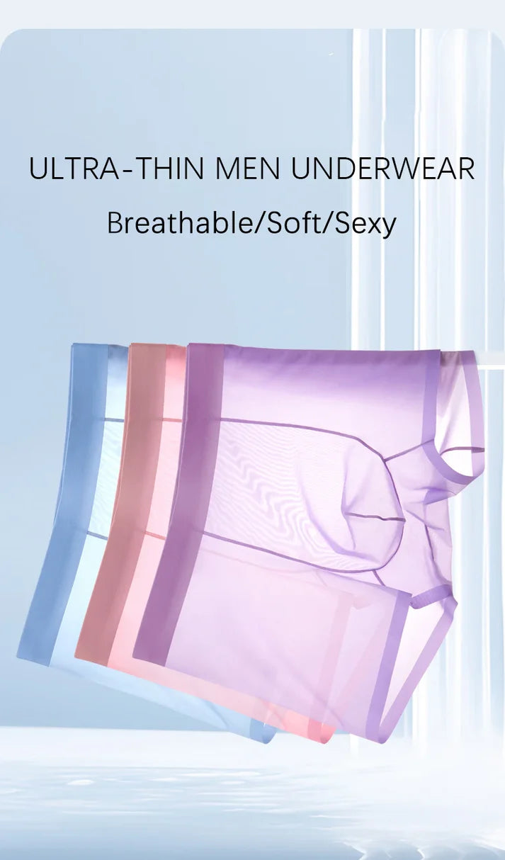 4 PCS - Ultra-Thin Ice Silk Men's Boxer Shorts