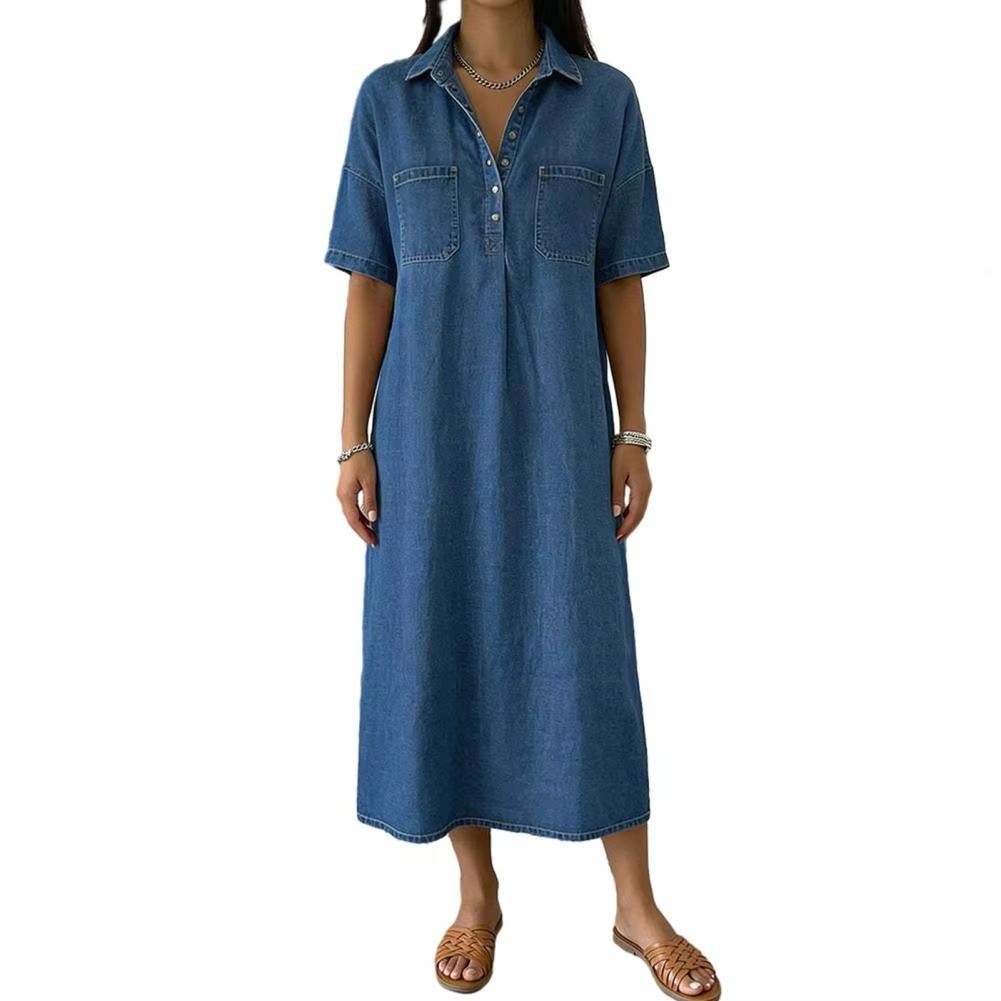 Women's Vintage Denim Shirt Dress