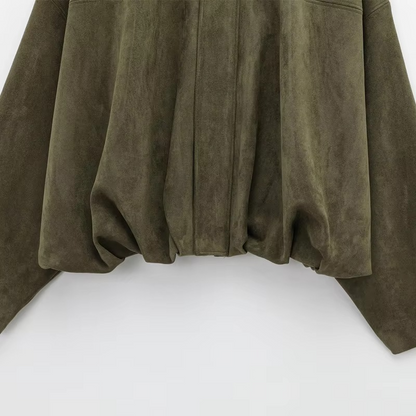 Women's Bomber Jacket Lapel Long Sleeve