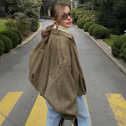 Women's Bomber Jacket Lapel Long Sleeve