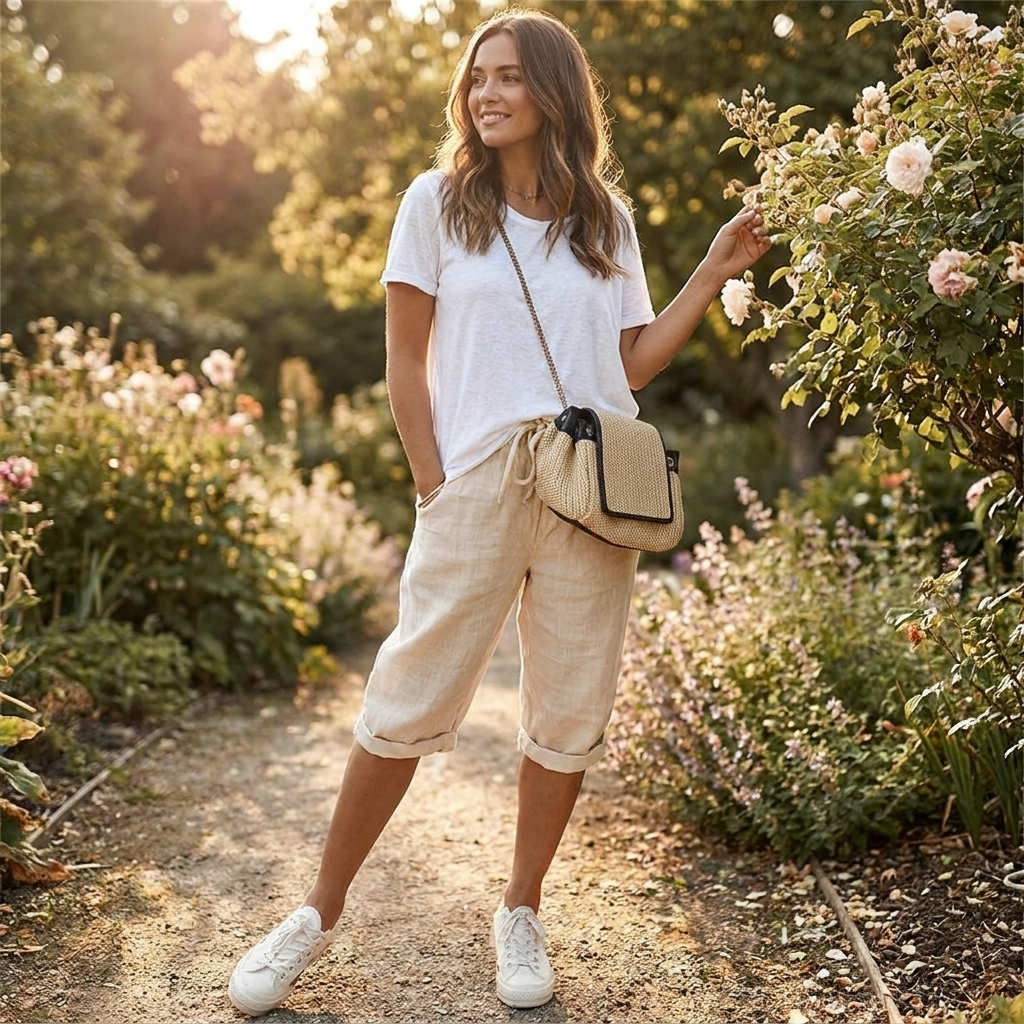 Breathable Linen Bermuda Shorts