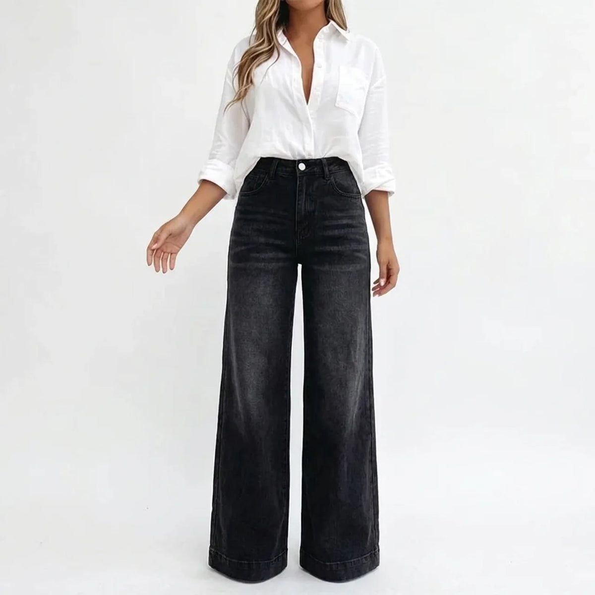 High-Waisted Wide-Leg Jeans